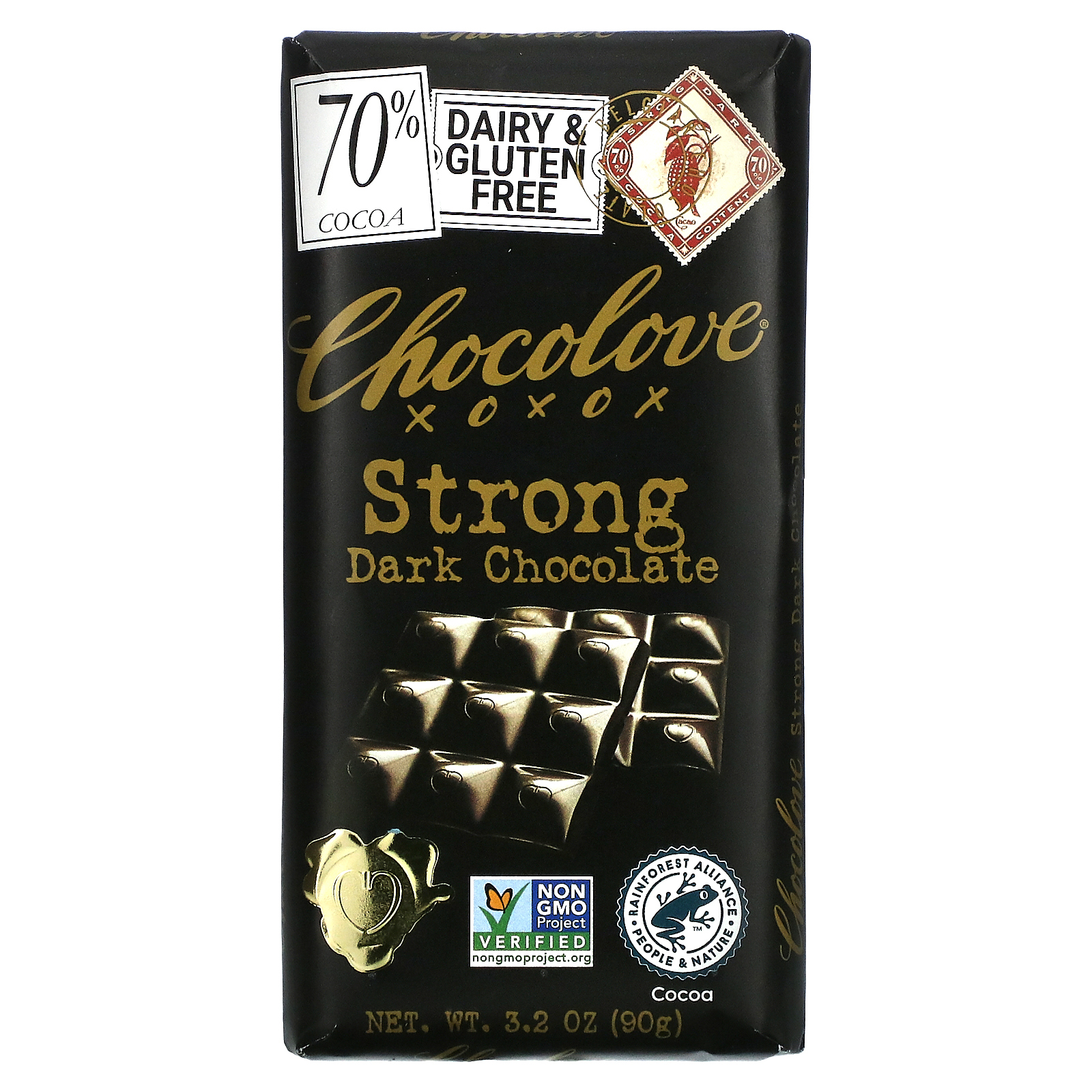 Chocolove, экстрагорький черный шоколад, 70% какао, 90 г (3,2 унции ...
