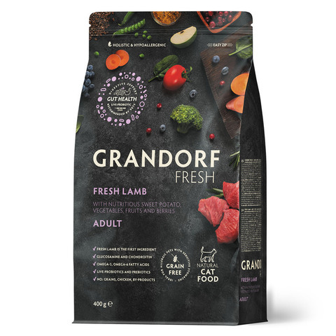 Сухой корм Grandorf Fresh с ягненком и бататом для взрослых кошек 400 г (Грандорф Фрэш)