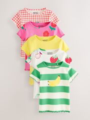 Футболка для девочки Next E65-353, 5 шт., Розовый, Белый, Желтый