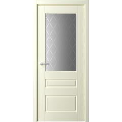 Межкомнатная дверь эмаль Классика 3 слоновая кость со стеклом