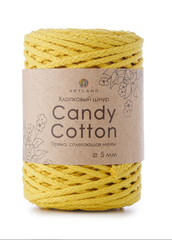 Плетёный шнур Candy cotton 5 мм, 500 гр, 100% х/б, 100 м, желтый
