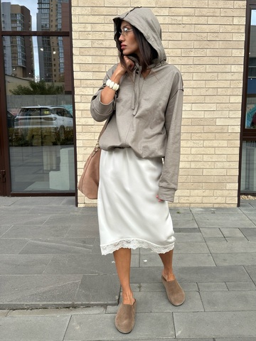 Юбка шелк MIDI (шампань)