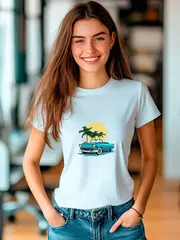 Футболка больших размеров с принтом машина