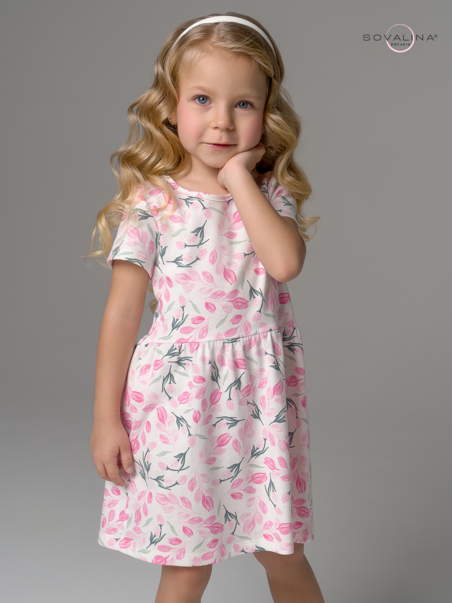 Платье Лето розовые тюльпанчики