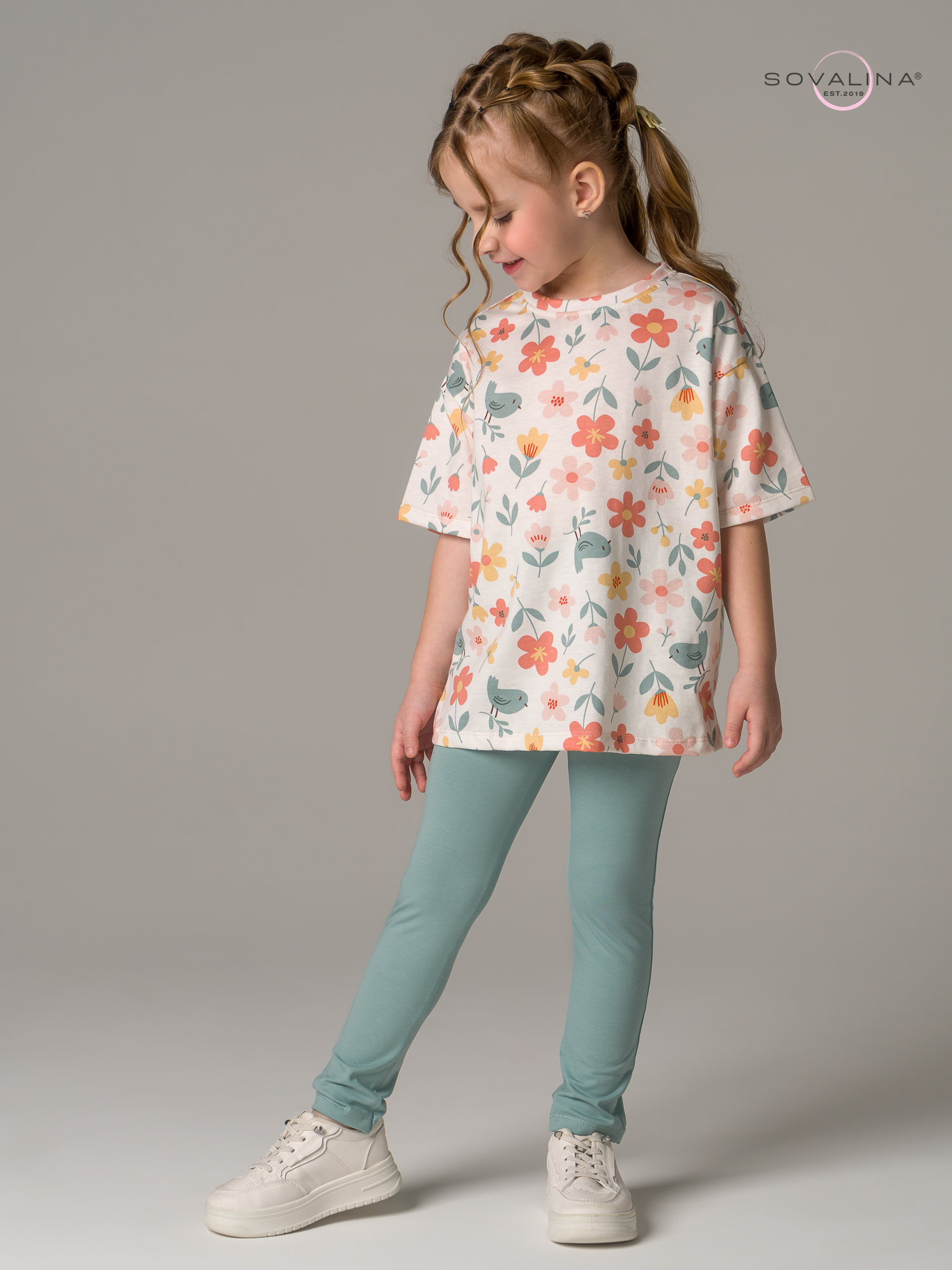 Костюм Мун птички в саду-мята