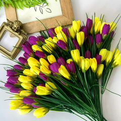 №2 Крокусы-подснежники искусственные, Желто+малиновый ПЫШНЫЙ микс, 35 см, более 90 бутонов в наборе, набор 3+3 букета, всего 6 букетов.