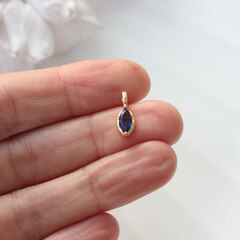 Подвеска Маркиз с синим фианитом, 14*5 мм, позолота, П403