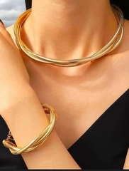 Набор украшений колье трехрядное + браслет трехрядный