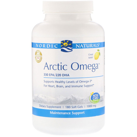 Nordic Naturals, Arctic Omega, лимон, 1000 мг, 180 мягких желатиновых капсул