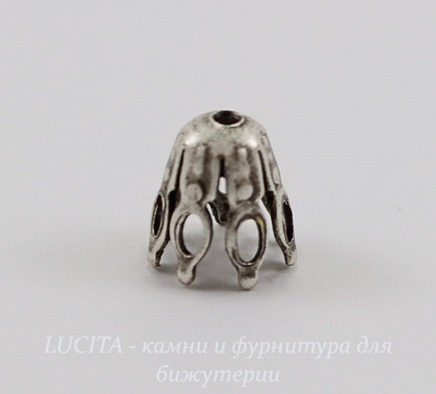 Винтажный декоративный элемент - шапочка 7х6 мм (оксид серебра)