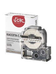Кассета с лентой S'OK by Sakura Printing K4TKN для Epson , золотой на прозрачном, 12мм, 8м