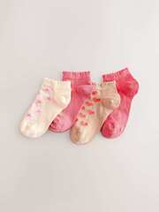 Носки хлопковые для девочки Next AT4-447, 4 шт., Розовый, Бежевый
