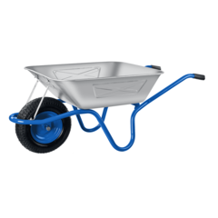 ЗУБР ПТ-250, 130 л, 250 кг, широкое пневматическое колесо, одноколесная, строительная тачка, Профессионал (39907)