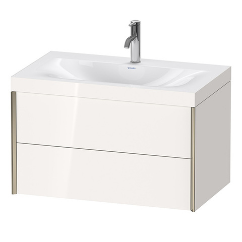 Duravit XViu Тумба подвесная 503x800x480мм, с раковиной без перелива, с 1 отв под смес, 2 ящика, цвет: белый глянцевый/champagne matt XV4615OB122C