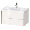 Duravit XViu Тумба подвесная 503x800x480мм, с раковиной без перелива, с 1 отв под смес, 2 ящика, цвет: белый глянцевый/champagne matt XV4615OB122C