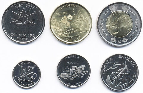 Набор "150 лет Конфедерации". 6 монет. 2017 год. Канада