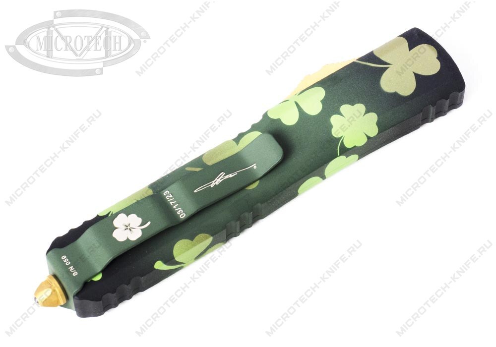 Нож Microtech Ultratech 121-2SPDS Green Lucky Clover - фотография 