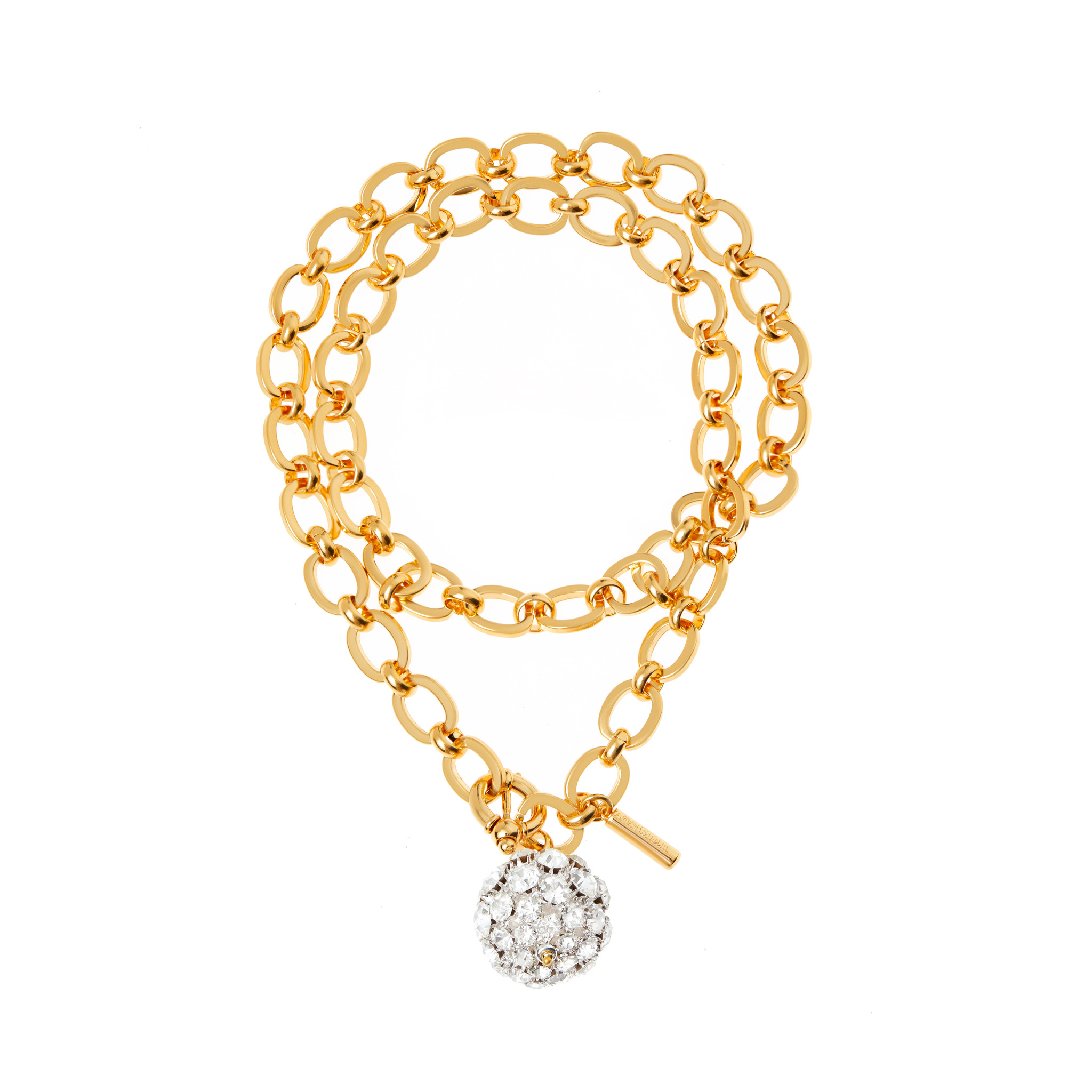 Колье Double Chain Strass Ball  Necklace
