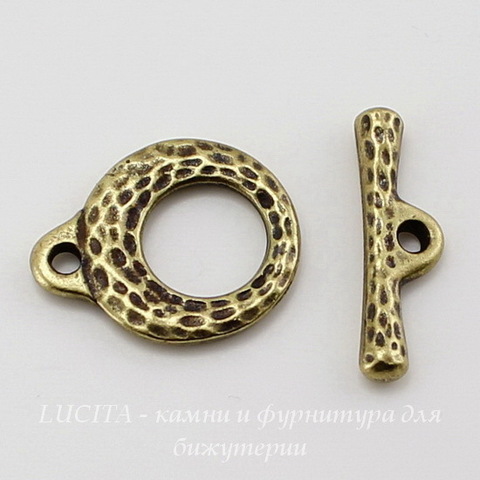 Замок - тоггл из 2х частей TierraCast 16х13 мм, 18х5 мм (цвет-античная латунь) ()