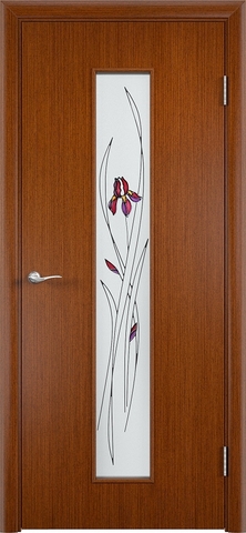 Дверь Верда С-21, стекло Сатинато (Ирис), цвет макоре, остекленная