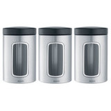 Набор контейнеров для сыпучих продуктов с окном (1,4 л), 3 шт., Стальной матовый (FPP), артикул 335341