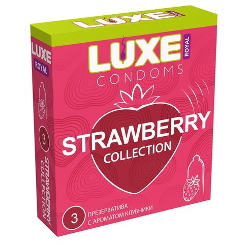 Презервативы с ароматом клубники LUXE Royal Strawberry Collection - 3 шт. - Luxe Luxe Royal LUXE Royal Strawberry Collection №3