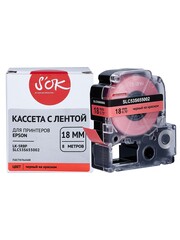 Кассета с лентой S'OK by Sakura Printing C53S655002 (LK-5RBP) для Epson  LW400, LW700, LW600P, LW1000P, K400, Z700, Z800, черный на красном, 18мм, 8м, пастельная