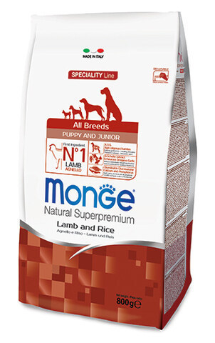 купить сухой корм Monge Speciality Line Mini Puppy&Junior All Breeds Lamb, Rice and Potatoes для щенков всех пород с ягненком, рисом и картофелем