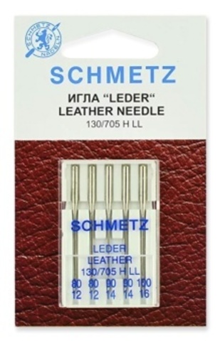 Иглы 17 Schmetz для кожи набор 130/705 H LL № 80(2),90(2),100