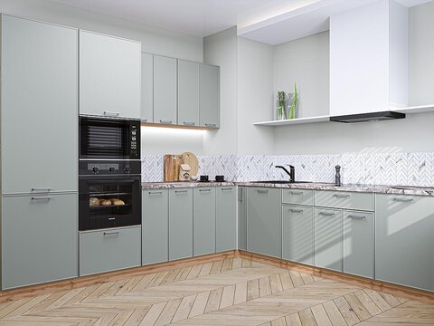 Угловая модульная кухня Квадро-02 Аквамарин - Дуб Вотан 2140*2400/2150*600