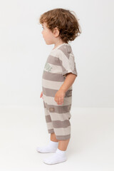 полукомбинезон  для мальчика  КР 6499/бежевый,коричневый,полоска к552
