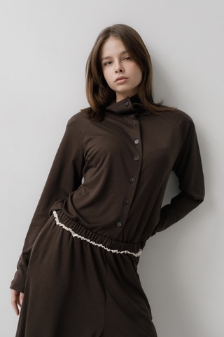 Лонгслив тенсель на пуговках (шоколад)