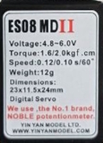 Сервопривод EMAX ES08MD II (1.6-2.0 кг/см, 0.12-0.10 сек/60°, 13г) Mini For RC Model