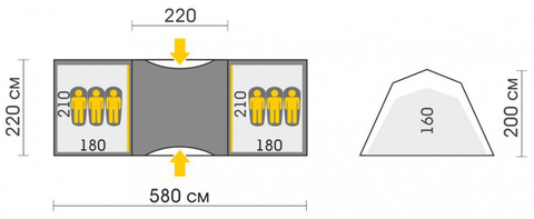 Картинка палатка кемпинговая Talberg Base 6 зелёный - 2