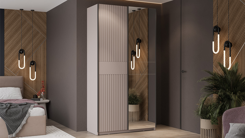 Шкаф-купе Оскар Хилтон 2-х дверный с зеркалом 118 кашемир / кашемир сатин