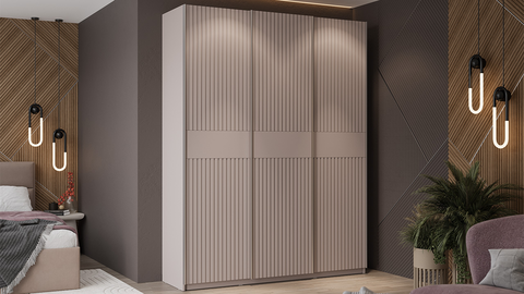 Шкаф-купе Оскар Хилтон 3-х дверный 177 кашемир / кашемир сатин / ручка серебро