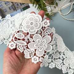 Кружево, белое ажурное, для рукоделия, ширина 10,5 см, длина 2 м