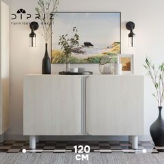 Дизайнерская тумба Ола 2 двери, шкаф-буфет на ножках, 120х40х75 см, ЛДСП/сосна