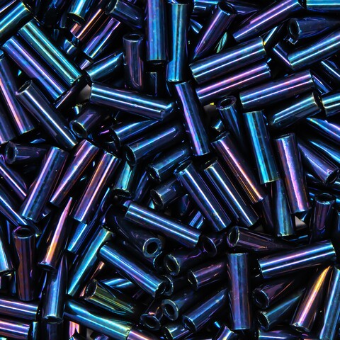 Японский бисер TOHO Bugle (стеклярус) 6mm (№82), металлизированный, непрозрачный глянцевый