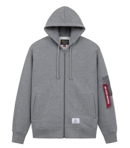 Толстовка Alpha Industries Utility Pocket Full Zip Up Medium Charcoal Heather (Серый)