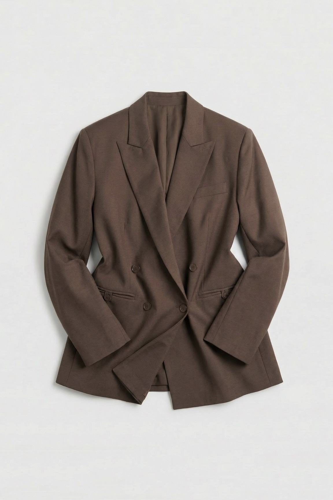 Жакет двубортный с имитацией пояса, мокко