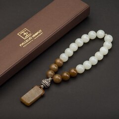 Чётки с буддийским Хотэем "Изобилие". Нефрит.