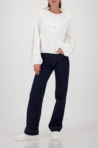 Monari Свитшот из хлопковой вязки с кружевом