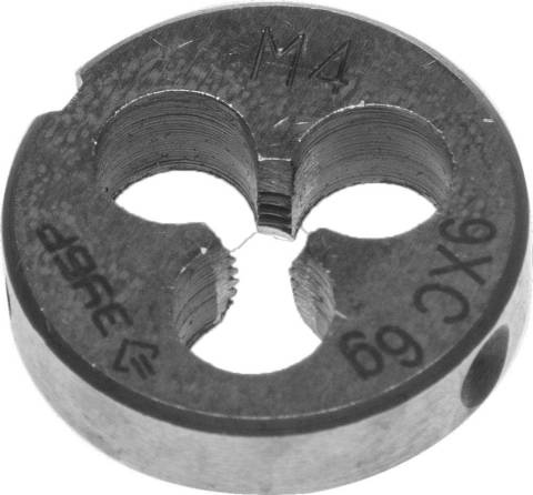 ЗУБР М4x0.7мм, сталь 9ХС, Плашка круглая ручная (4-28022-04-0.7)