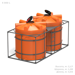 Емкости в кассетах для перевозки воды и жидких удобрений, КАС Полимер-Групп V 5000 КАС двойная 10000 л. вертикальная (3930x1980x2174см;оранжевый) - арт.559072