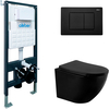 AC1100MB-AC0105-AC0120MB Комплект 3 в 1: подвесной унитаз Bequem AC1100MB черный матовый с инсталляцией AC0105 и кнопкой AC0120MB черная матовая