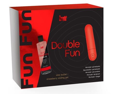 Подарочный набор Double Fun: перезаряжаемая вибропуля и гель на водной основе - INTT DF0001