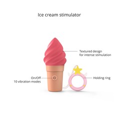 Малиновый мини-вибратор в форме мороженого Candice - 