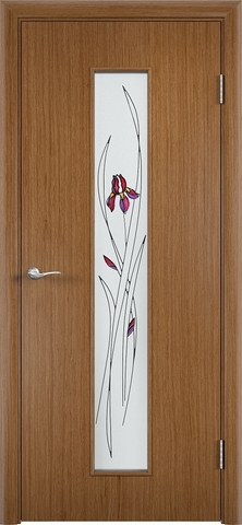 Дверь Верда С-21, стекло Сатинато (Ирис), цвет орех, остекленная