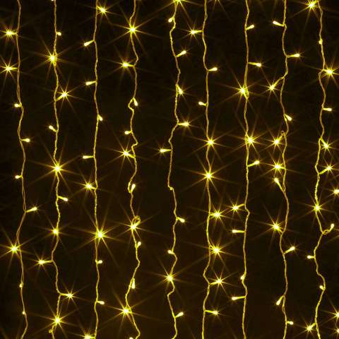Новогодняя светодиодная LED гирлянда Штора на окно (занавес)  200х200см жёлтая